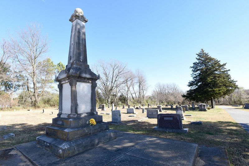A Union soldier monument is seen Saturday in the northeast section of the Gentry cemetery on Pioneer Lane, south of Gentry Primary School.