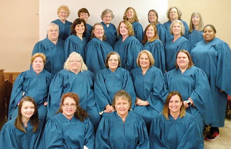 The Conway Women’s Chorus will present A Night of Joy at 2 p.m. Dec. 10 at Wesley United Methodist Church in Conway. Members of the chorus include, front row, from left, Sarah Gottsponer, Lisa Bouabedi, Jo-Ed Woodward and Kari Yamber; second row, Lisa Wilson, Anita Bayless, Bonda Moyer, Donna Overton and Amanda Gates; third row, Julie Craig, Melissa Stiller, Kimberly Norris, Donna Etchieson, Barb Cavallo, Sally Wise and Kendra Thomas; and back row, Lynn Baker, Teena Woodworth, Dee Woodrum, Mimi Carlin, Anna Abernathy, Elizabeth Barnes and Joan Hanna. Chorus members not shown are Ruth Bass-Burgess and Judie Burney, and Erin Fehr, accompanist.