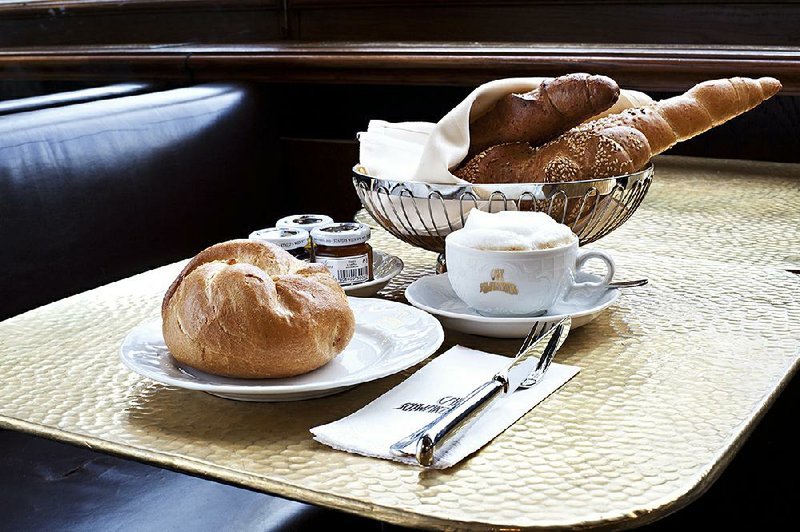 A traditional Viennese breakfast of coffee, roll, croissant, jam and butter awaits guests at Cafe Schwarzenberg, one of Vienna’s oldest cafes.