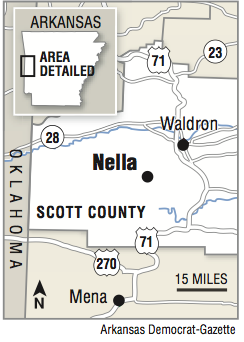 A map showing the location of Nella