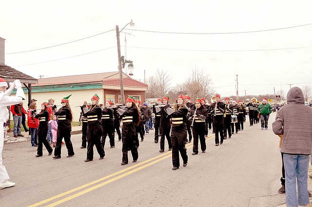 A marching band marched in the 2016 Goodman Christmas parade.