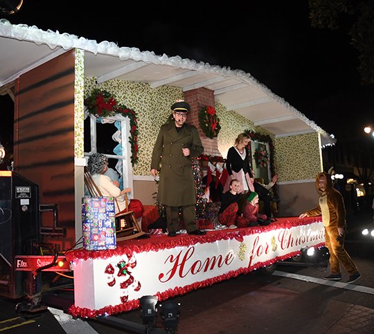 The Sentinel-Record/Mara Kuhn Magic Springs Theme & Water Park's float was this year's first-place winner during the annual Oaklawn Rotary Christmas Parade Tuesday night.