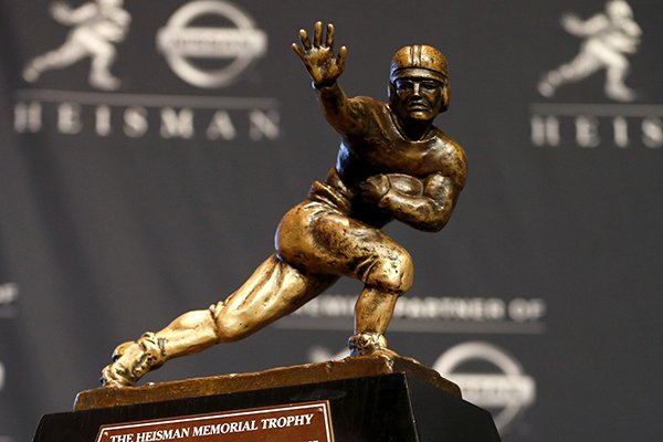 The Heisman Trophy is displayed in New York. (AP Photo/Julio Cortez)
