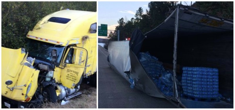 These photos from the Arkansas Department of Transportation shows an overturned 18-wheeler on I-430 on Thursday morning.