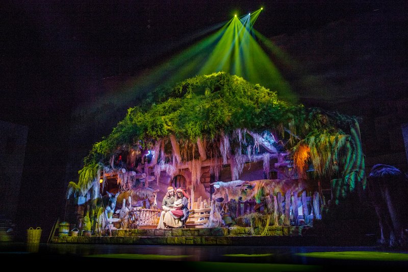 Joseph and Mary hold Jesus in the manger during “The Miracle of Christmas” at Sight & Sound Theatre in Branson.
