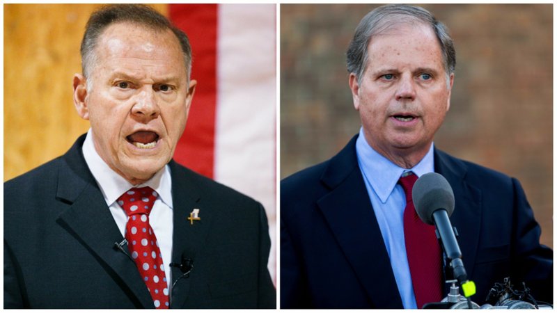 Roy Moore, left; and Doug Jones