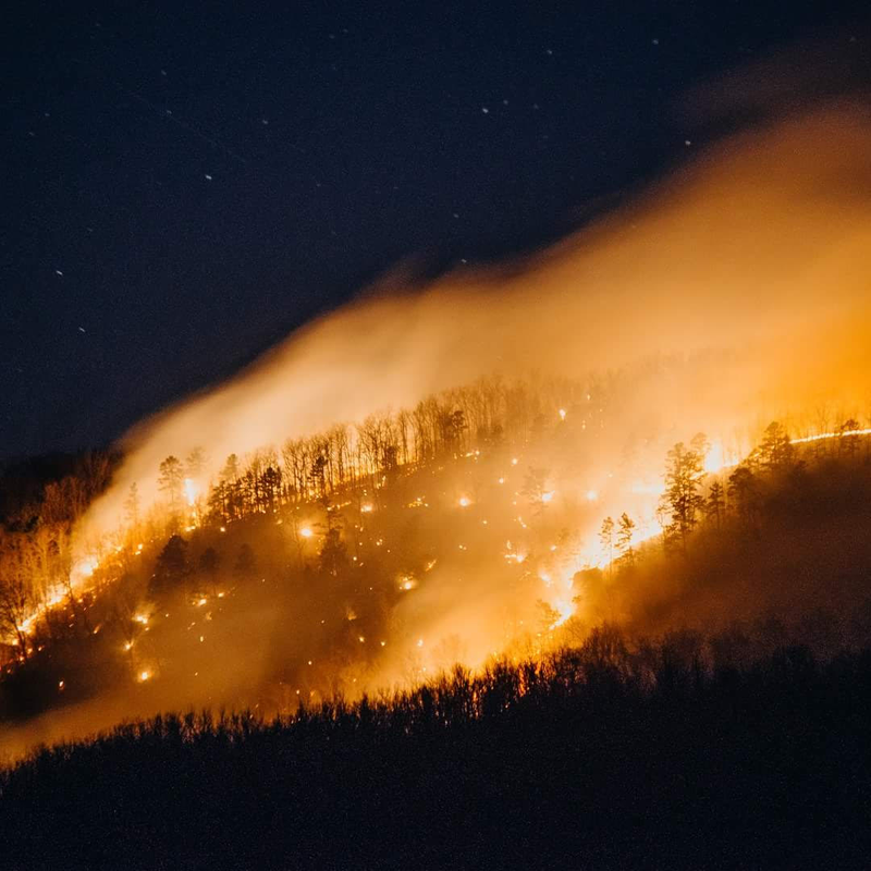 The fire near Boxley Valley is seen in this photo.