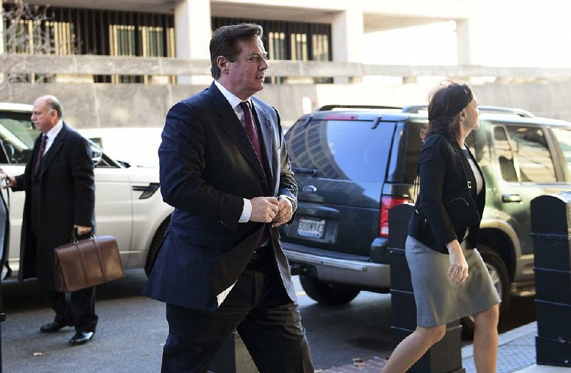 Paul Manafort, a former adviser for Donald Trump’s presidential campaign, arrives at federal court in Washington on Monday.