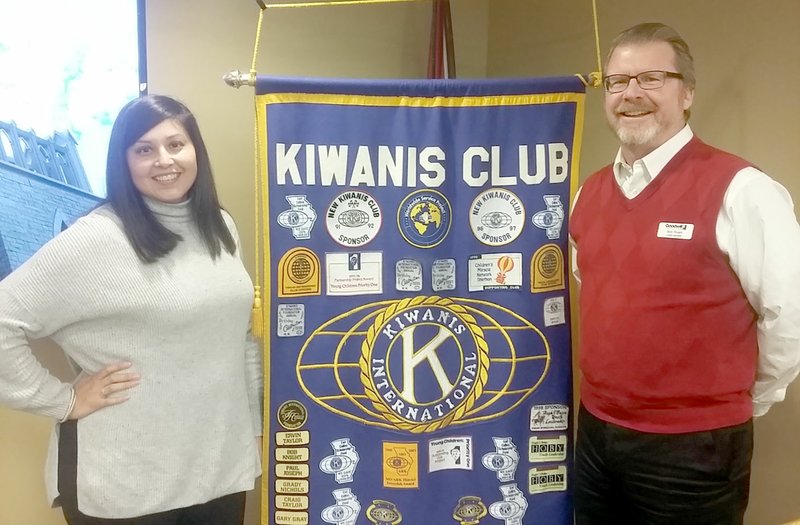 Photo submitted Erika Rodriguez and Bob Roark, Career Specialists with Goodwill Industries, were the guest speakers of the Siloam Springs Kiwanis Club on Dec. 6. Rodriguez and Roark talked about how Goodwill is more than just a thrift shop. The programs Goodwill offers include education, training, employment, and individuals with disabilities. These programs are offered free to their clients by the money they make in the thrift shops. Dolores Stamps, member of the Springdale Kiwanis Club and the Missouri-Arkansas District Aktion Club Advisor, will be the guest speaker on Dec. 13. The Kiwanis Club meets each Wednesday from noon to 1 p.m. in the Dye Conference Room at John Brown University.