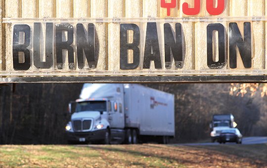 A file photo of a burn ban sign at the Foutain Lake Fire Department. - File photo by The Sentinel-Record