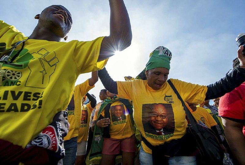 African National Congress members rally earlier this year in Cape Town in support of South African President Jacob Zuma, who faces corruption allegations. 