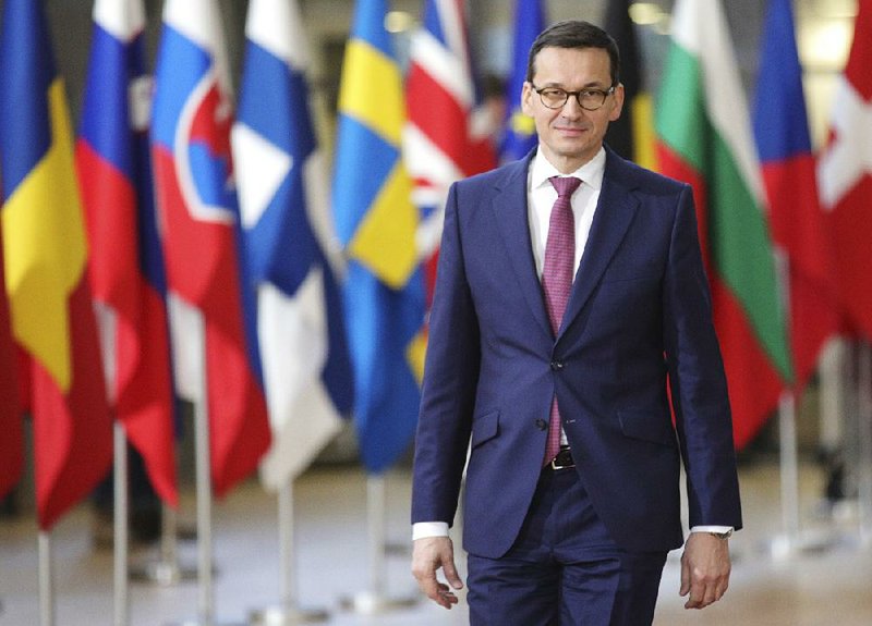 Polish Prime Minister Mateusz Morawiecki arrives Thursday for a European Union summit in Brussels.