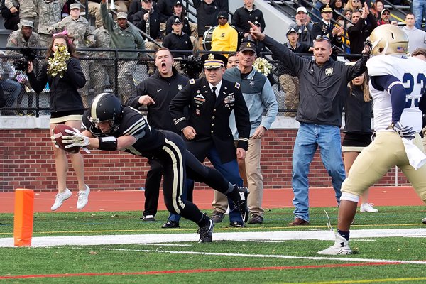 Ty Galyean scores in a 2015 game against Navy with the Sprint Football team at West Point Military Academy. The former Rogers High standout was a captain of the Army team that won the 2017 Collegiate Sprint Football League.