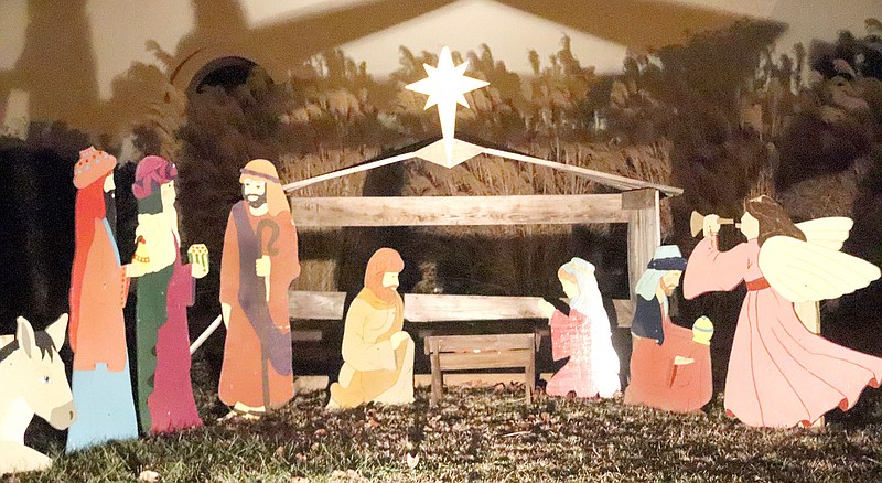 LYNN KUTTER ENTERPRISE-LEADER Many churches this time of year have scenes like this that depict the birth of Jesus and the celebration of Christmas. This nativity scene can be seen in front of Farmington United Methodist Church, 355 Southwinds Drive. In the book of Isaiah in the Bible, the birth of Jesus is foretold: &quot;Therefore the Lord himself will give you a sign: The virgin will be with child and will give birth to a son, and will call him Immanuel.&quot;