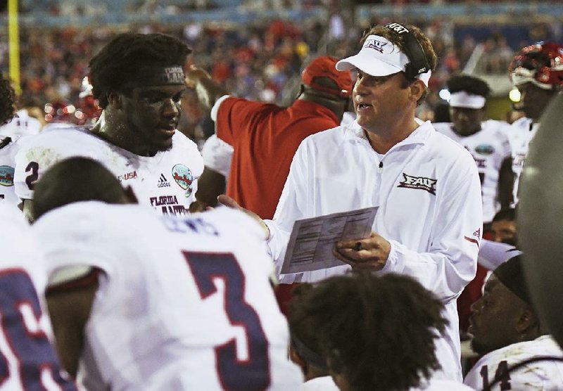 Coach Lane Kiffin led Florida Atlantic to a victory in the Boca Raton Bowl on Tuesday night against Akron. 