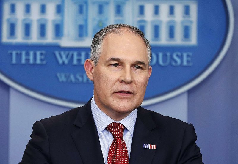In this June 2, 2017 file photo, Environmental Protection Agency administrator Scott Pruitt speaks in the Brady Press Briefing Room of the White House in Washington. 