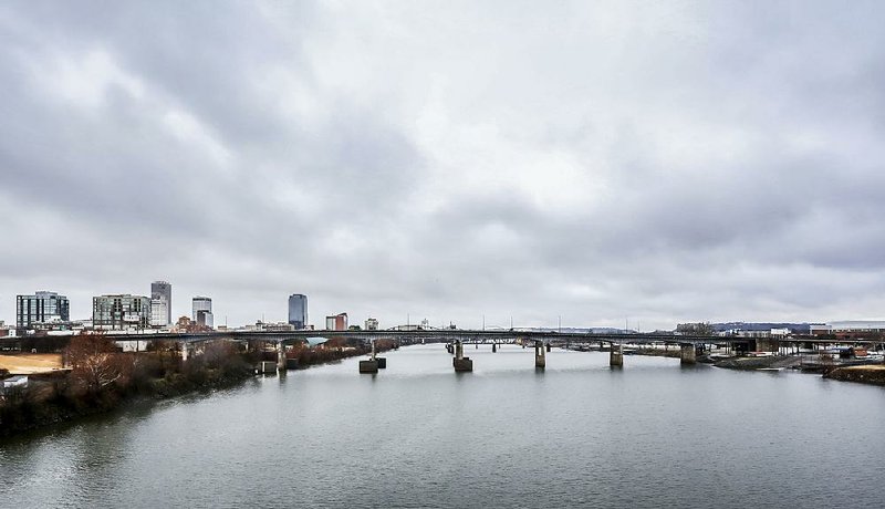 The Interstate 30 Bridge connecting the cities of Little Rock and North Little Rock over the Arkansas River is shown in this 2017 file photo. (Arkansas Democrat-Gazette file photo)