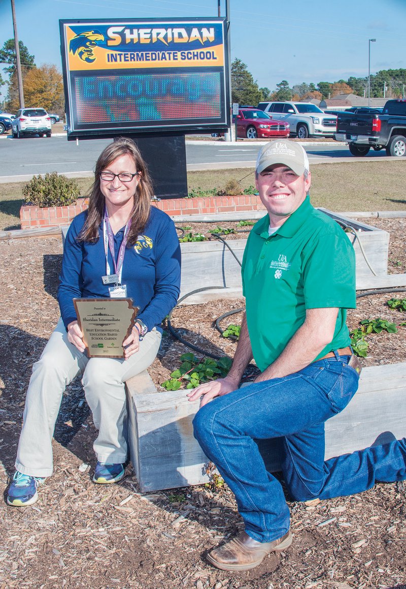 Serena and Brad McGinley coordinate the Sheridan Intermediate School Garden and Outdoor Classroom. Serena McGinley is the fifth-grade science teacher at the school, and her husband, Brad McGinley, is the staff chairman at the Grant County Cooperative Extension Service.