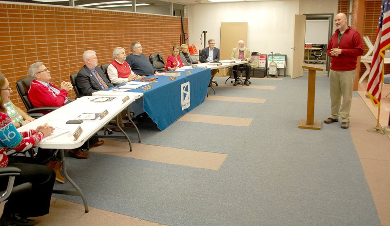 Graham Thomas/Siloam Sunday Siloam Springs Parks and Recreation manager Jon Boles speaks to the City Board and administrators during a meeting at the new Parks and Recreation office on Tuesday, Dec. 19.