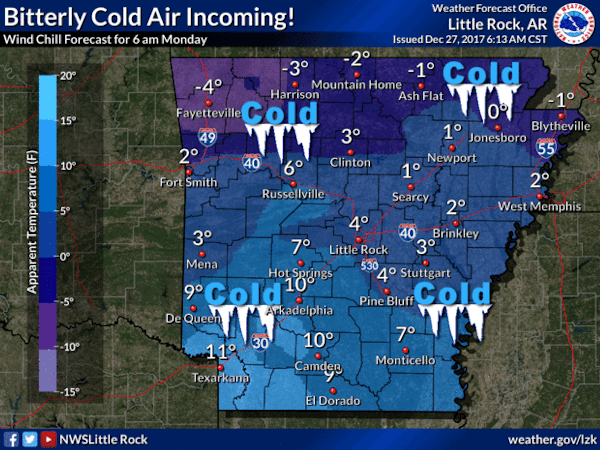 Bitter cold expected in Arkansas; forecaster says wintry precipitation ...