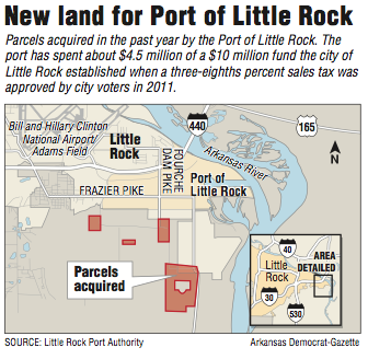 A map showing new land for Port of Little Rock