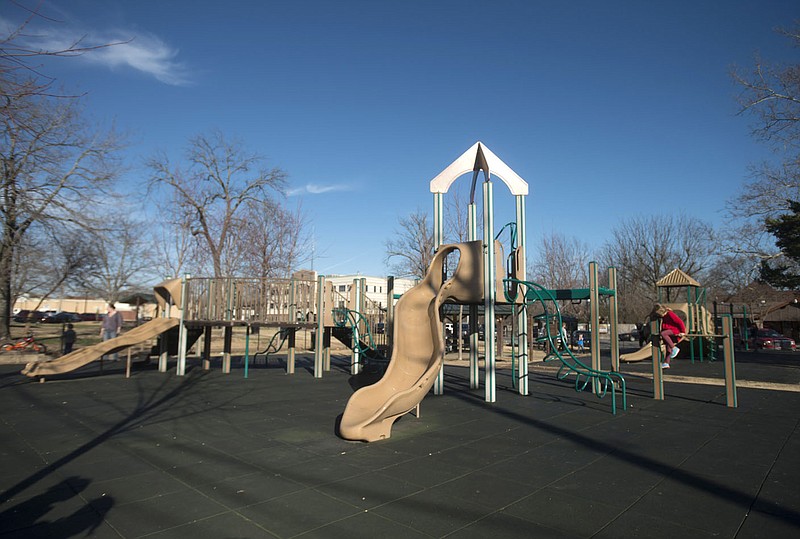 NWA Democrat-Gazette/BEN GOFF &#8226; @NWABENGOFF Dave Peel Park in downtown Bentonville is slated for a redesign using a Walton Family Foundation Design Excellence Program grant.