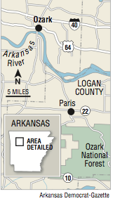 A map showing the location of Ozark.