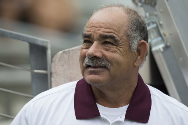 Texas A&M defensive coordinator John Chavis watches the score board at Kyle field before the start of an NCAA college football game against Louisiana-Lafayette Saturday, Sept. 16, 2017, in College Station, Texas. (AP Photo/Sam Craft)

