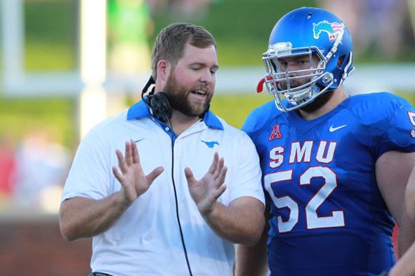 Dustin Fry spent three seasons as offensive line coach at SMU. Fry is expected to have the same position on Chad Morris' staff at Arkansas, but no hires have been officially announced one month after Morris was hired as head coach.