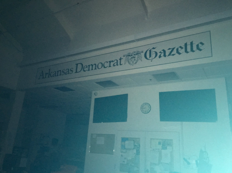 The Democrat-Gazette newsroom during the power outage.