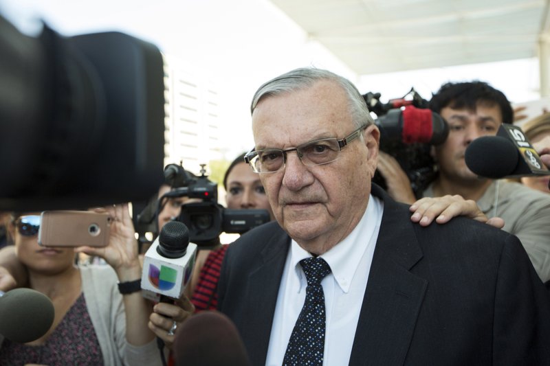 Former Maricopa County (Ariz.) Sheriff Joe Arpaio leaves the federal courthouse in Phoenix in this July 6, 2017, file photo.