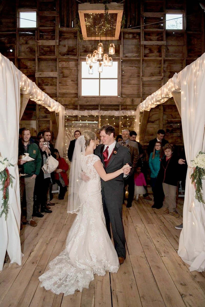 COURTESY PHOTO Hunter Vinson and his wife, Emily, have their first dance together as a married couple in the family barn in Farmington. The former dairy barn was remodeled and renovated at the request of the couple for their wedding reception. Now, the family is renting out the barn as a venue for various events.
