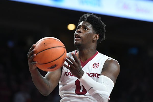 Arkansas guard Jaylen Barford goes up for a shot during a game against LSU on Wednesday, Jan. 10, 2018, in Fayetteville. 