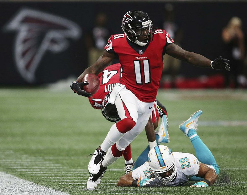 Atlanta Falcons wide receiver Julio Jones has overcome injuries to his ribs, thumb, knee, hip and twice to his ankle to start every game this year.