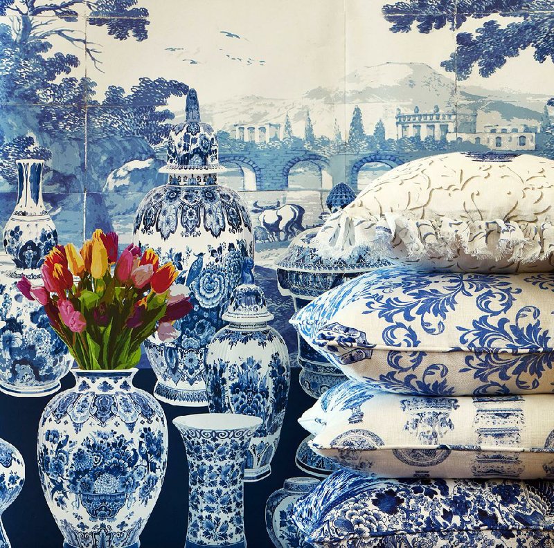 Nicolette Mayer’s new line of Royal-Delft-inspired wallpapers and fabrics gives the old classic a modern twist.