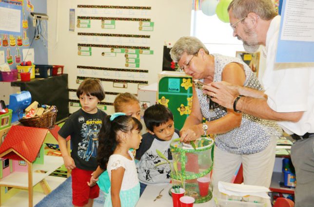 The Garden Club of Rogers works with the Pre-K school in Rogers on a monthly basis. They have several projects throughout the school year. Most recently, the club had a lesson on butterflies. Sherrie Eoff, chairman of the youth gardening initiative, has butterfly habitats for each class that she can leave with them. They can watch the butterflies as the emerge from a caterpillar into a mature butterfly. The children are able to release the butterflies into the wild. There are six classes totaling about 120 children. The club works with three classes a day for two days.