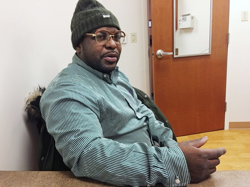 Medicaid recipient Thomas J. Penister, of Milwaukee, responds to a question during an interview Friday, Jan. 12, 2018, in Milwaukee. Penister does not favor a work requirement in order to receive Medicaid because of the varying circumstances of the individuals receiving the health insurance. (AP Photo/Gretchen Ehlke)