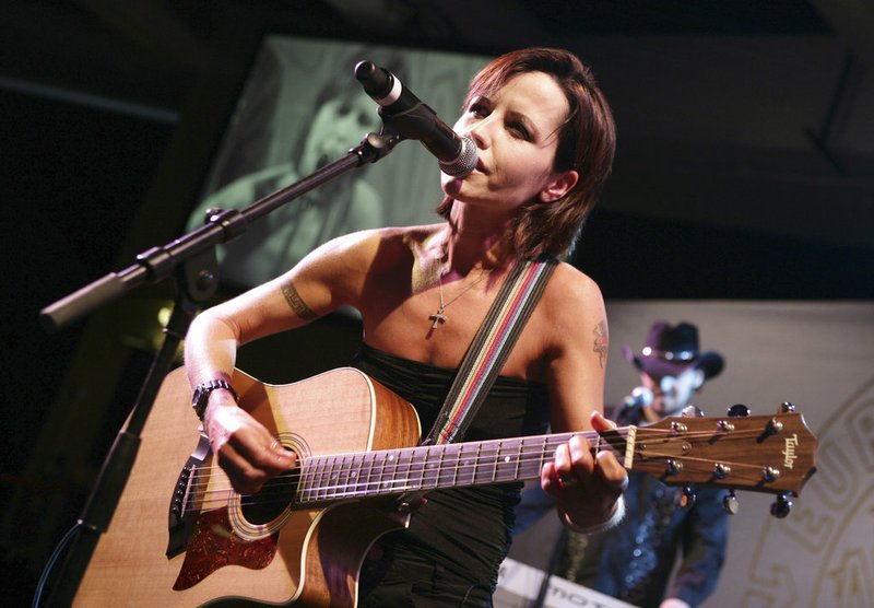 AP File Photo/Bruno Bebert - In this Sunday, Jan. 27, 2008 file photo, Cranberries lead singer Dolores O'Riordan performs during the European Border Breakers awards, or EBBA awards, in Cannes, southern France. O'Riordan, lead singer of Irish band The Cranberries, has died. She was 46, it was announced on Monday, Jan. 15, 2018.