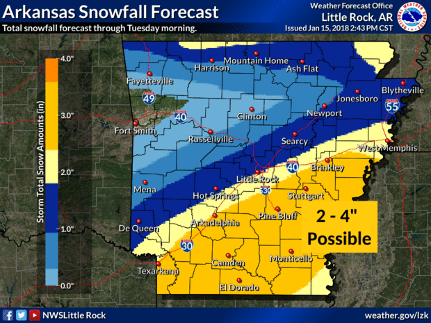 Snow Brutally Cold Air In Forecast For Most Of Arkansas