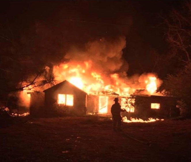 Authorities responded to a structure fire in western Pulaski County as snow began to fall Monday evening.