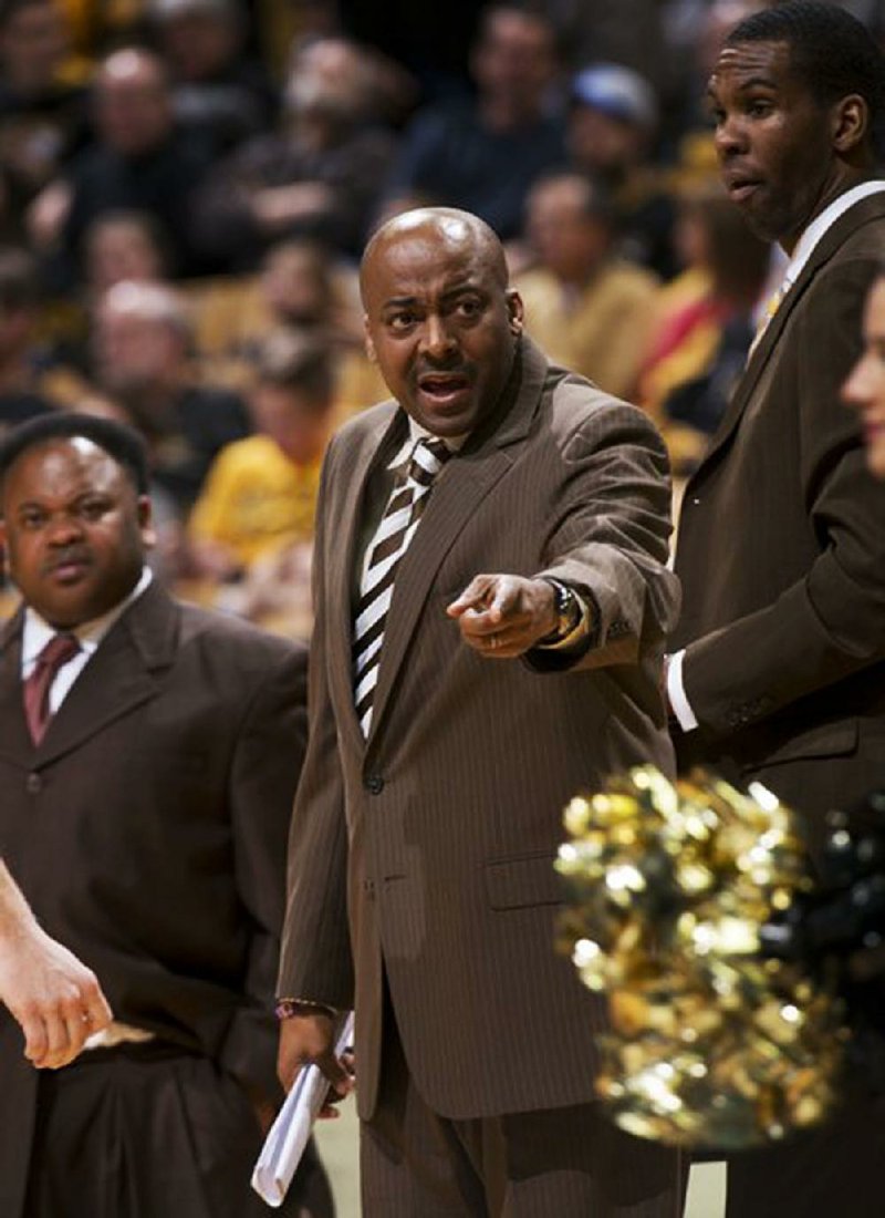 Arkansas-Pine Bluff head coach George Ivory argues a call during the second half of an NCAA college basketball game against Missouri, Tuesday, Dec. 29, 2015, in Columbia, Mo. 
