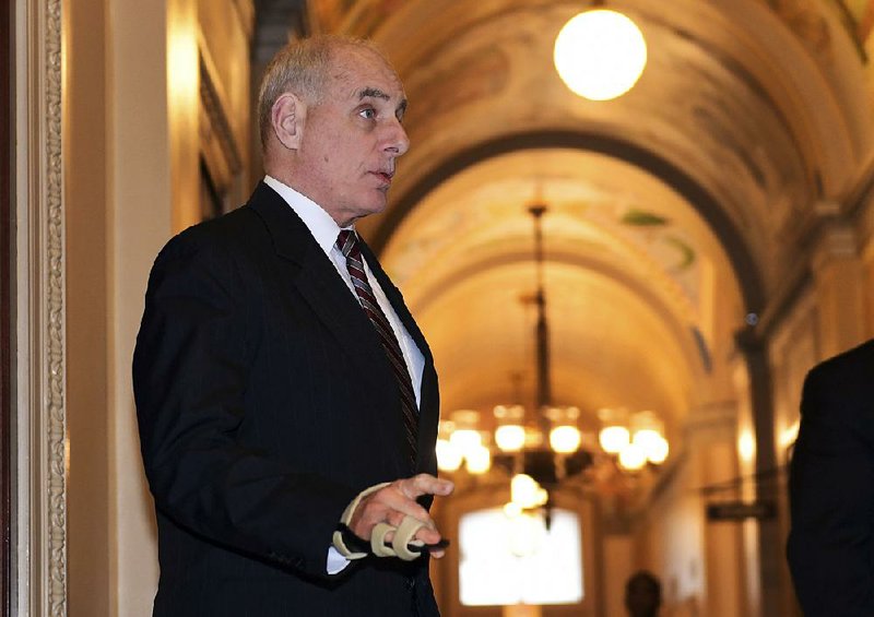 White House Chief of Staff John Kelly arrives Wednesday on Capitol Hill, where he met with members of the Congressional Hispanic Caucus. Some members of the group said they left the meeting frustrated. 