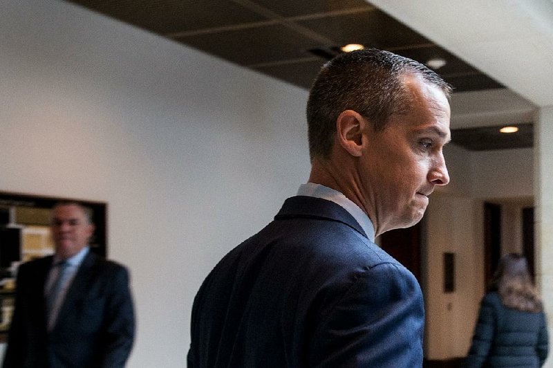 Corey Lewandowski, one of President Donald Trump's former campaign managers, heads to meet with members of the House Intelligence Committee, on Capitol Hill in Washington, Jan. 17, 2018. Steve Bannon, Trump’s former chief strategist, has agreed to be meet with investigators working for the special counsel in the Russia investigation, the New York Times reported on Jan. 17. (Erin Schaff/The New York Times) 