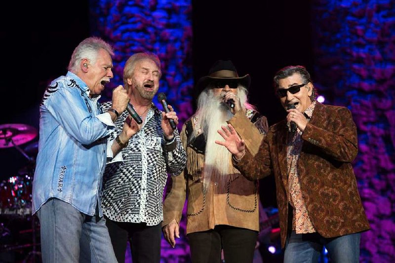 The Oak Ridge Boys — (from left) Joe Bonsall, Duane Allen, William Lee Golden and Richard Sterban — perform Monday at Harding University in Searcy.