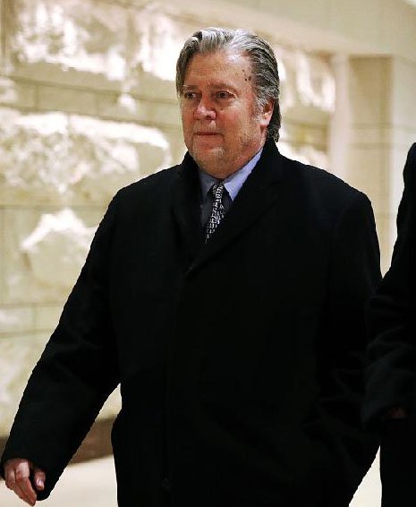 Former White House strategist Steve Bannon leaves a House committee meeting this week.