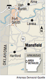 A map showing the location of Mansfield, Arkansas