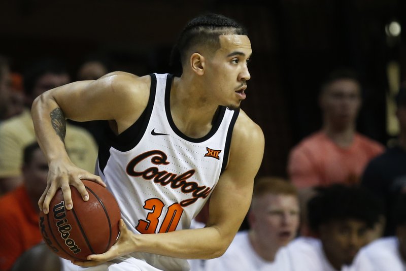 Oklahoma State guard Jeffrey Carroll (30) is pictured during an NCAA college basketball game against Oklahoma in Stillwater, Okla., Saturday, Jan. 20, 2018. Oklahoma State won 83-81 in overtime.