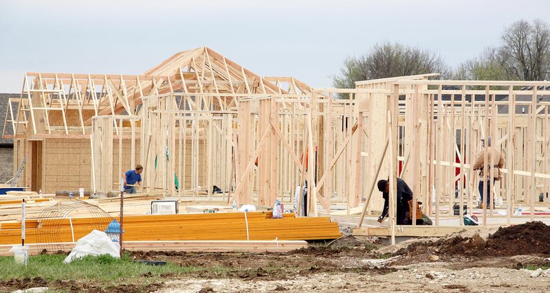 FILE PHOTO Sundowner Estates is one of many subdivisions in Prairie Grove that has seen new construction. The city issued a record 184 permits for new single-family homes in 2017.