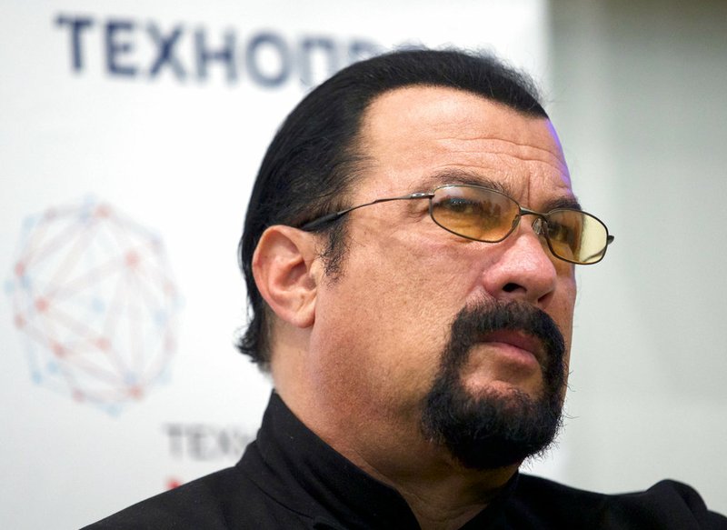 In this Sept. 22, 2015, file photo, actor Steven Seagal speaks at a news conference, while attending an opening ceremony for a research and development center in Moscow, Russia.
(AP file photo)