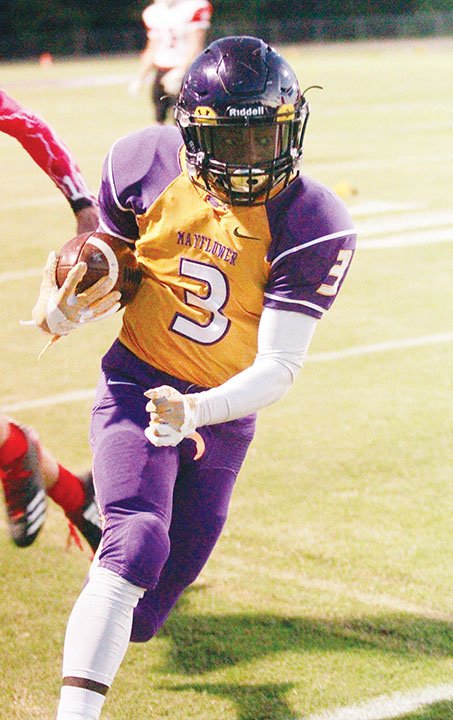 Mayflower juinor running back Deon Simmons carries the ball against Rose Bud in 2017. He rushed for 2,562 yards and 43 touchdowns for the Eagles, which went 11-1 in 2017. Simmons is the 2017 River Valley & Ozark Edition Offensive Player of the Year. 